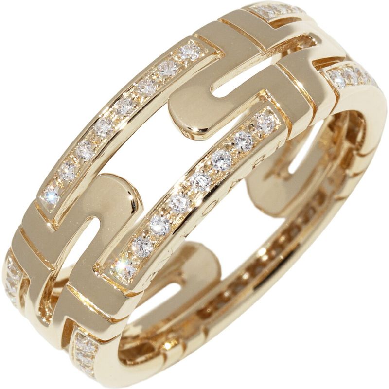 Bulgari Ring 18K Yellow Gold Diamond Open Work Parentesi Ring