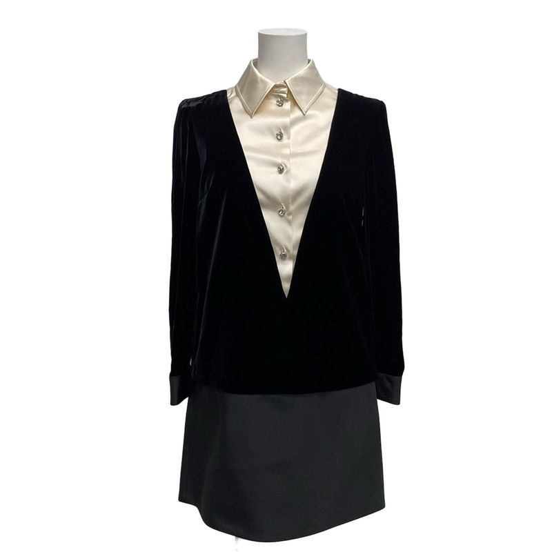 Gucci Dress Size 38 S Women - 771367 Zapgo Black And Ivory Regular Collar Long