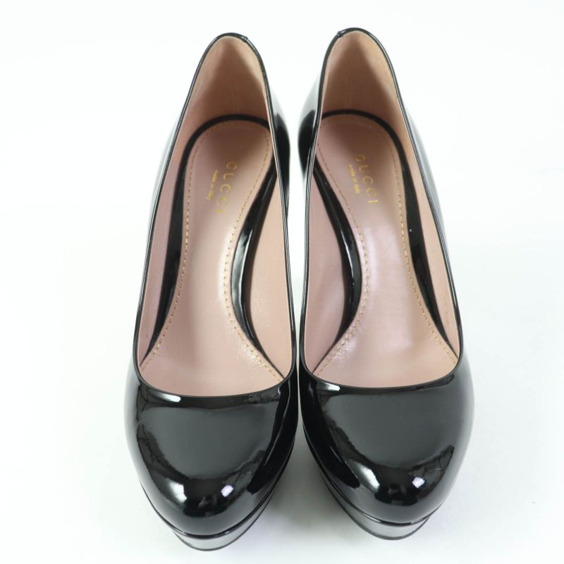 Gucci 309999 Round Toe Patent Leather Pumps Black 35.5 Women