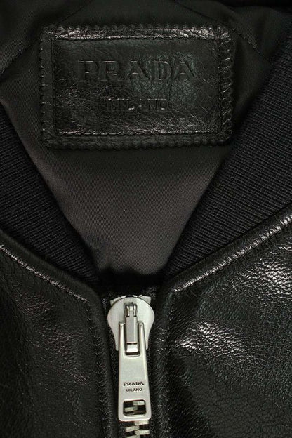 Prada Ups582 S222 11KD Leather Coat With Belted Pouch Men's M