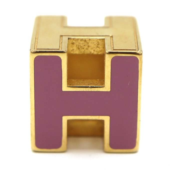 Hermes Top H Cube Pink Necklace Top Gold Color Accessories M176