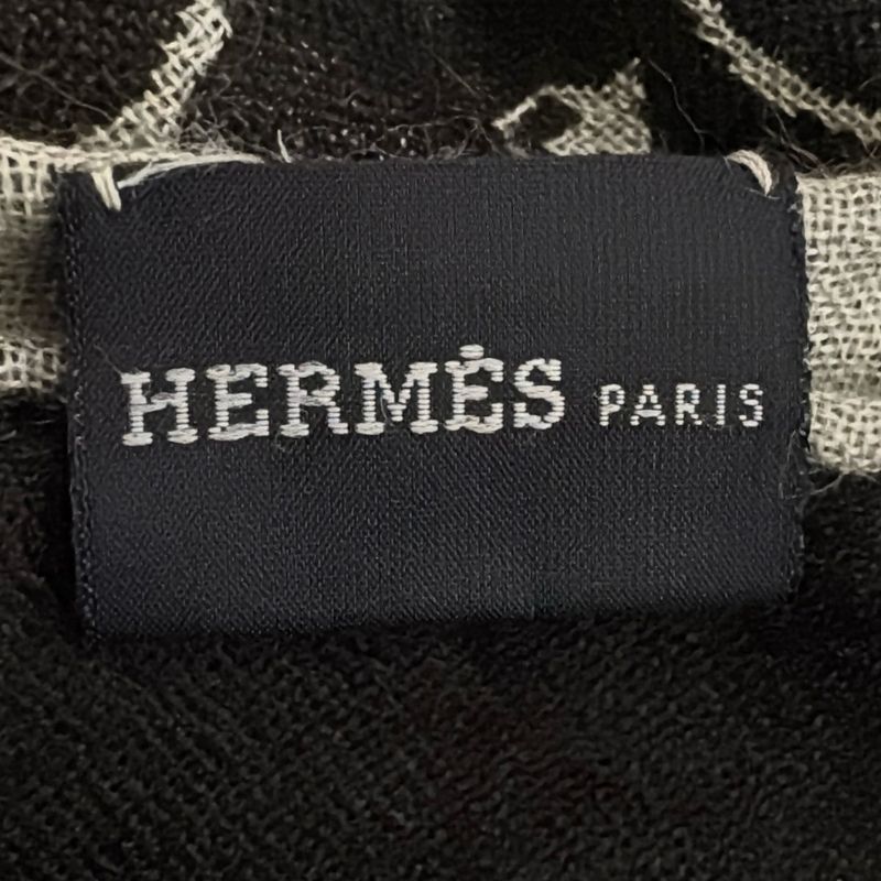 Hermes Scarf - Black And Gray Cashmere Silk