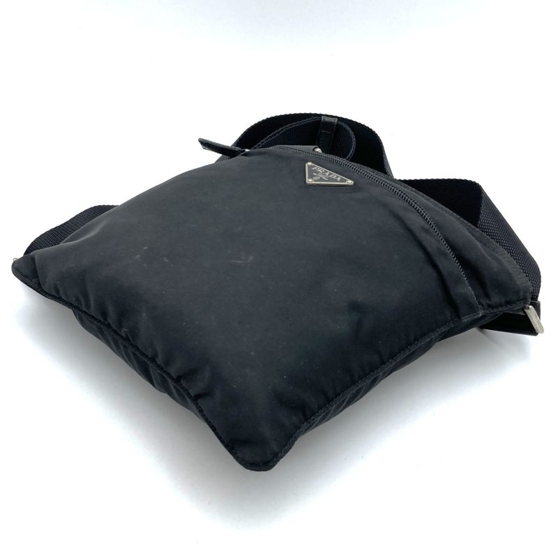 Prada Crossbody Shoulder Bag Black Nylon Triangle Logo Triangle Logo Women Men