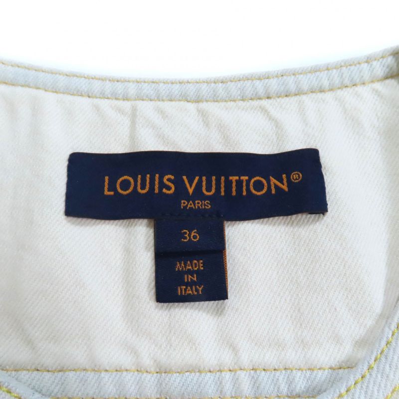 Louis Vuitton 23SS A-line Bleached Denim Zip-up Dress Ivory 36 With Hanger And