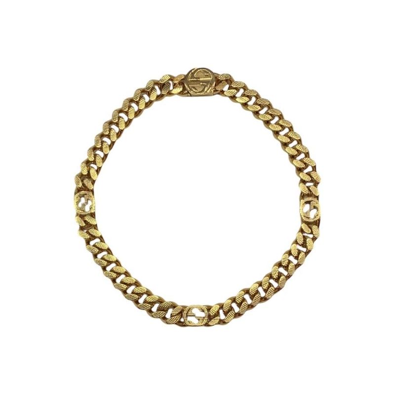 1291 Gucci 675766 GP Interlocking G Kihira Necklace Gold Used Excellent