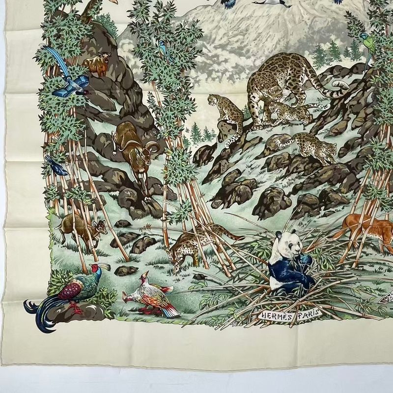 Hermes Carre 90 Sichuan Silk Scarf White