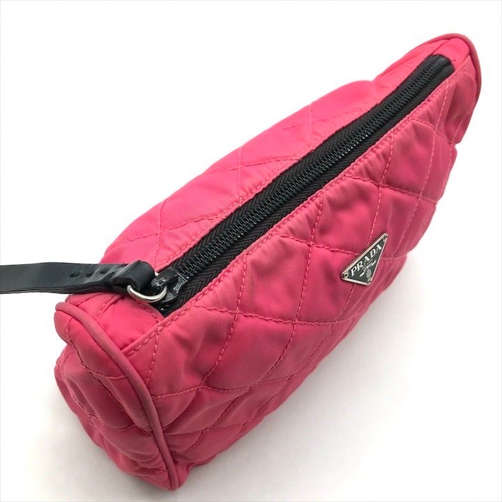 Prada Nylon Tessuto Quilted Pouch Case Pink