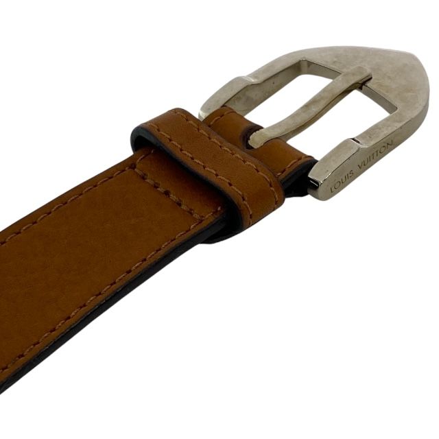 Louis Vuitton Mp021 Santure Belt Buckle Silver Leather Brown [size 90/36] Louis