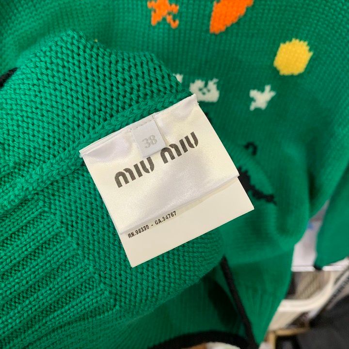 Miu Miu Miu Knit Wool Sweater Long Sleeve Winter Green 38