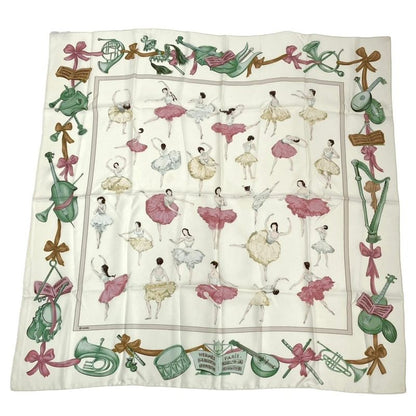 Hermes Carre 90 La Dance Ballet Dancer Ballerina Scarf Silk Beige