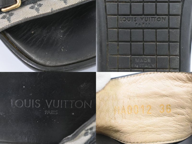 Authentic Louis Vuitton LV Monogram Comfort Sandals 36 Leather Canvas Black