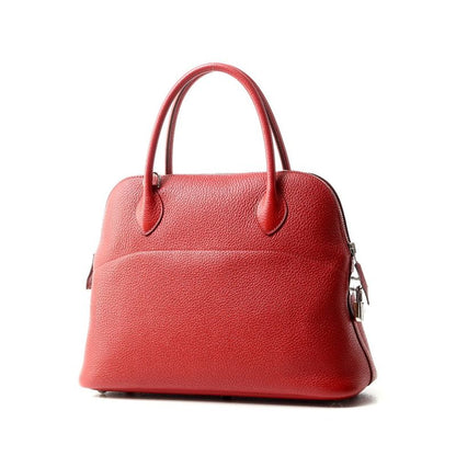 Hermes Bolide 31 Handbag Taurillon Clemence □O Engraved Red Silver Hardware