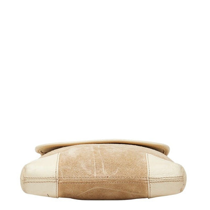 Loewe Anagram Crossbody Shoulder Bag Beige White Suede Leather Women's Loewe