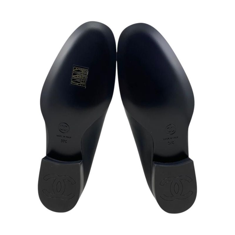 Chanel Loafers Coco Mark Heart Moccasins G45626 B16465 94305 Size 37 Calfskin