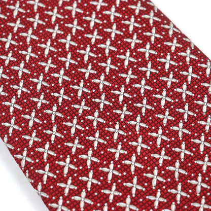 Bvlgari 100% Silk Sette Pieghe Wide Tie Tie Red All Over With Box Made In Italy