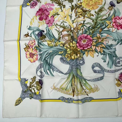 Hermes Scarf Carre 90 Silk Regina Her Majesty The Queen White