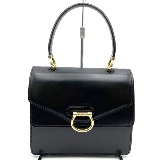 Celine Handbag Leather Vintage Black Gancini Leather Women