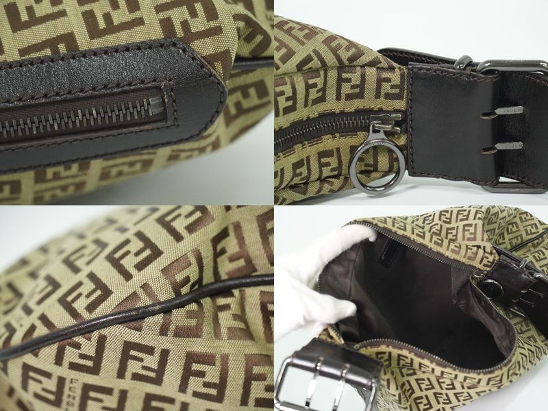 Authentic Fendi Zucchino Shoulder Bag Canvas Beige Brown 8br129 Zucchino Bag