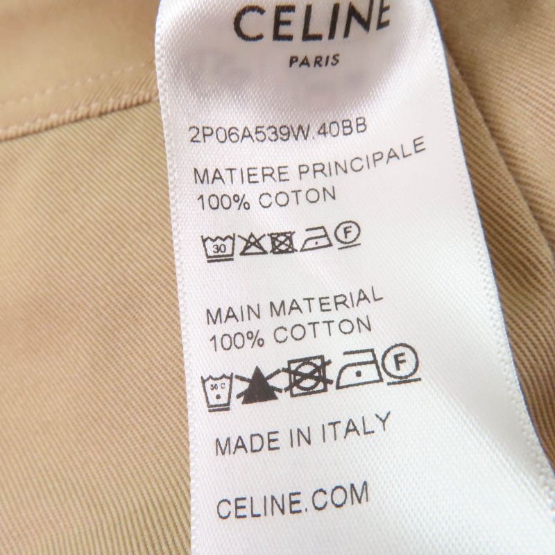 Celine 2p06a539w Triomphe Gold Button High Waist 100% Cotton Loose Fit Cargo