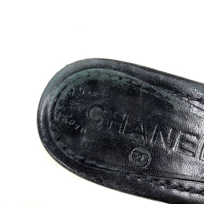 Chanel Camellia Strap Leather Sandals Black