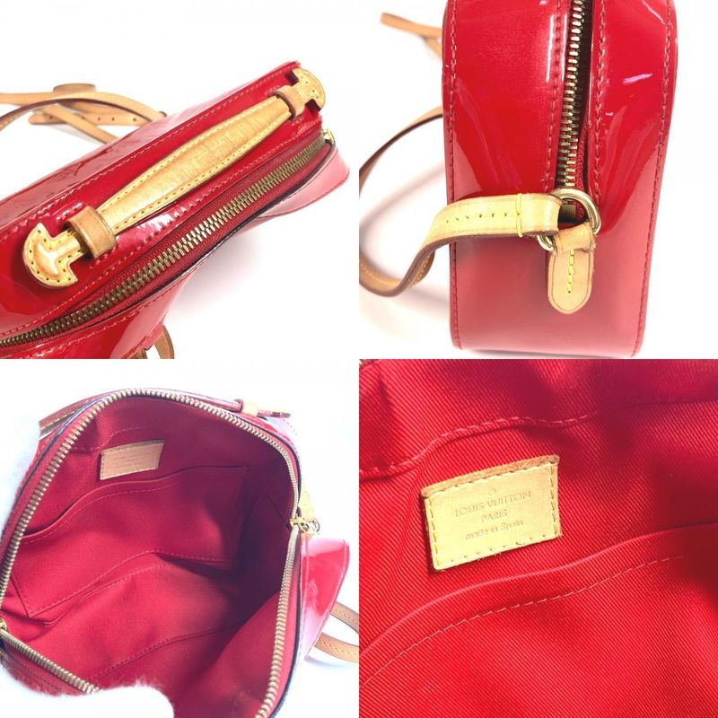 Louis Vuitton Shoulder Bag Santa Monica M90368 Monogram Vernis Canvas Threes Red