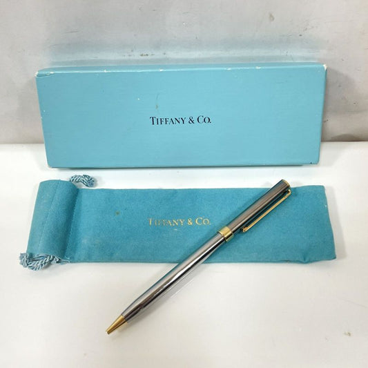 Tiffany & Co T-Clip Ballpoint Pen Blue Ink Storage with Bag and Box Writing