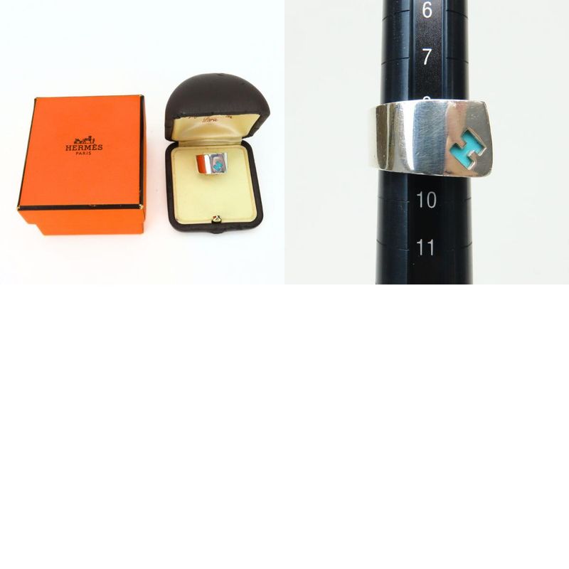 Hermes Ring - Ring Candy 51 Silver 925 Approx 11.1g Silver Light Blue H Logo