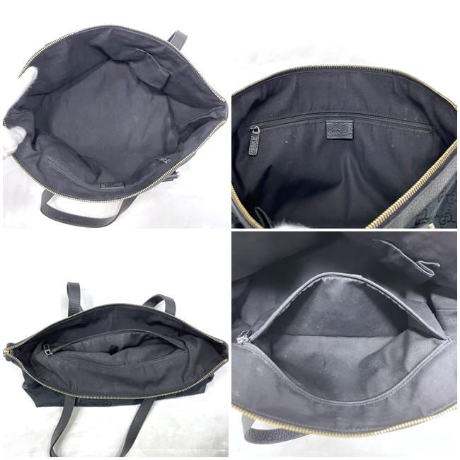 Gucci Tote Bag Black GG Canvas 141470 Excellent Condition Canvas