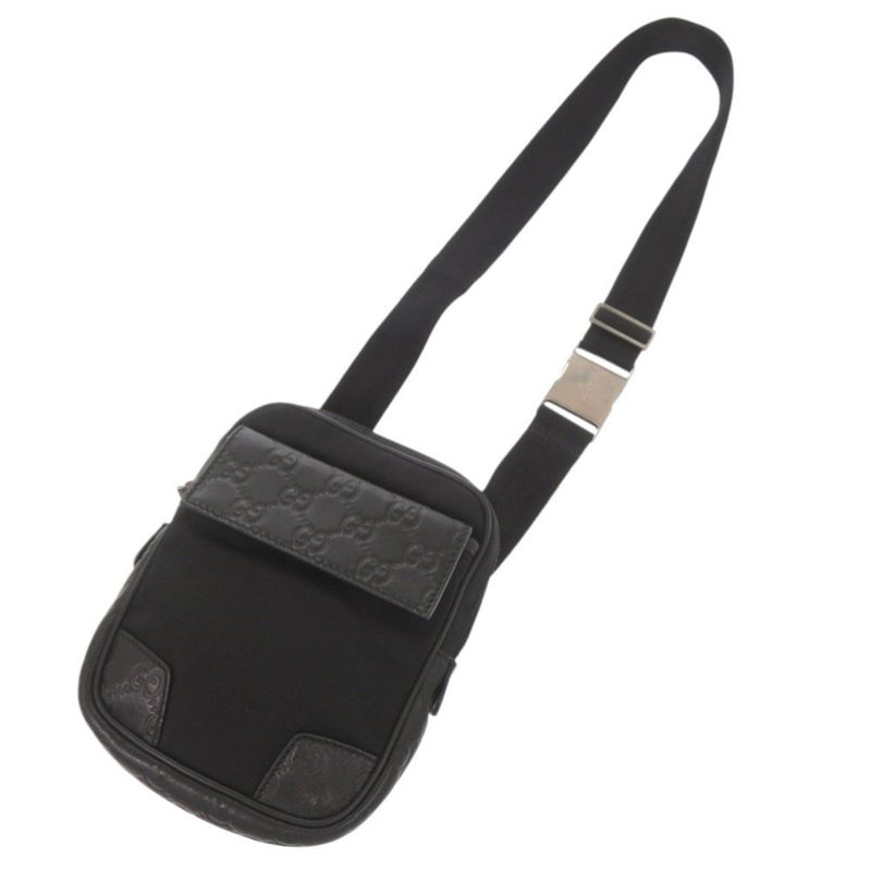 Guccissima Nylon Leather 161823 Black Waist Bag Shoulder Bag Black 1852 Gucci