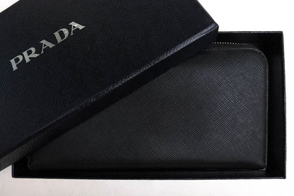 Prada Long Wallet Ladies Women Leather Genuine Black 2ml317 Portafoglio Lampo