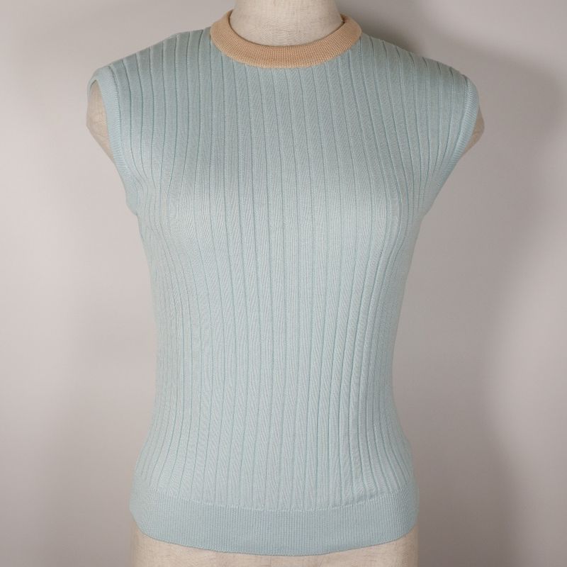 Chanel Ensemble Piping 97P P07389v00348 Cotton Light Blue/orange Women's