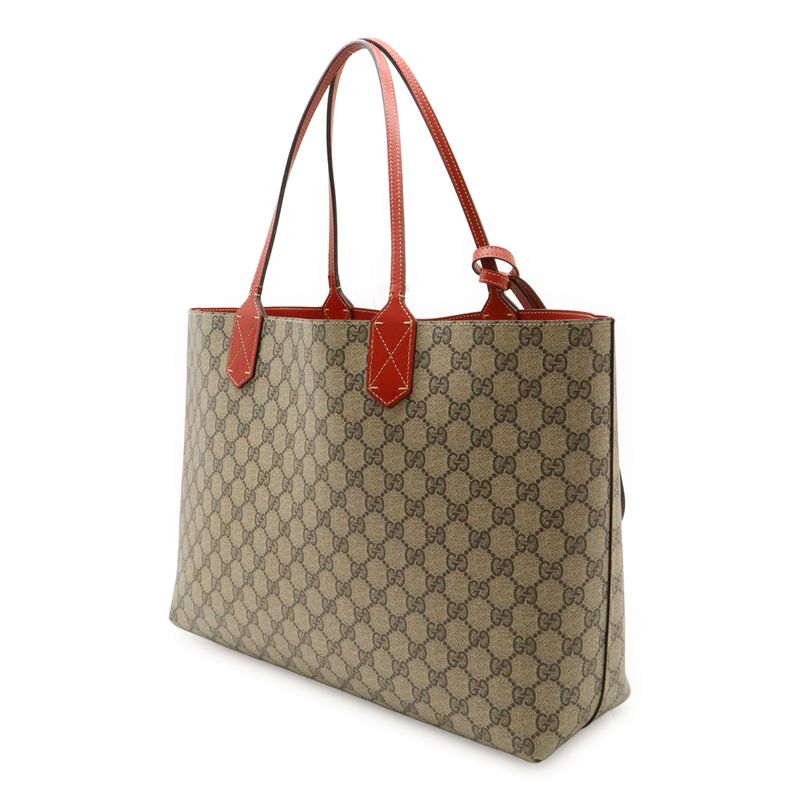 Gucci GG Supreme Reversible Tote Bag Shoulder Tote Semi Shoulder PVC Leather