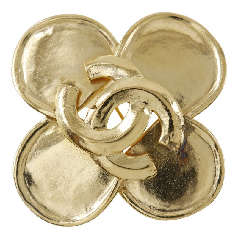 Chanel Clover Gold Plated 96P Ladies 28.8g Brooch