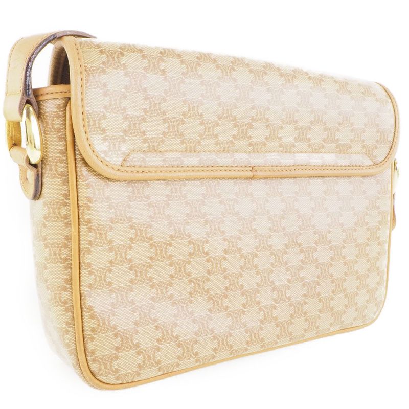 Celine Old Celine Macadam Pattern PVC Beige Ladies Shoulder Bag