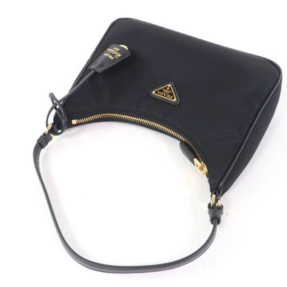 Prada Re-edition 2005 Re-nylon Triangle Logo Mini Nylon Handbag Black Gold