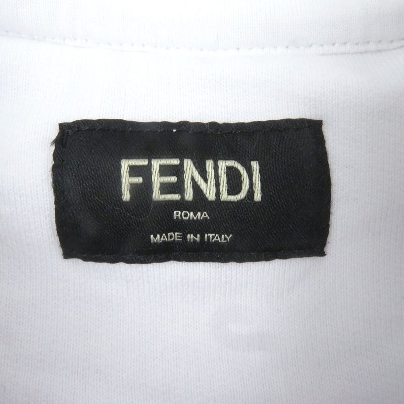 Fendi Fy1079 100% Cotton Logo Embossed Long Sleeve Sweatshirt White XL Made In