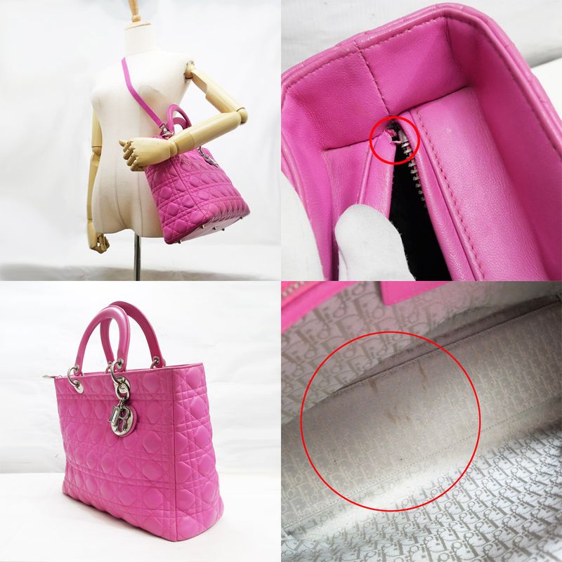 Christian Dior Lady dior Handbag Lady Dior Large Pink Lambskin Ladies