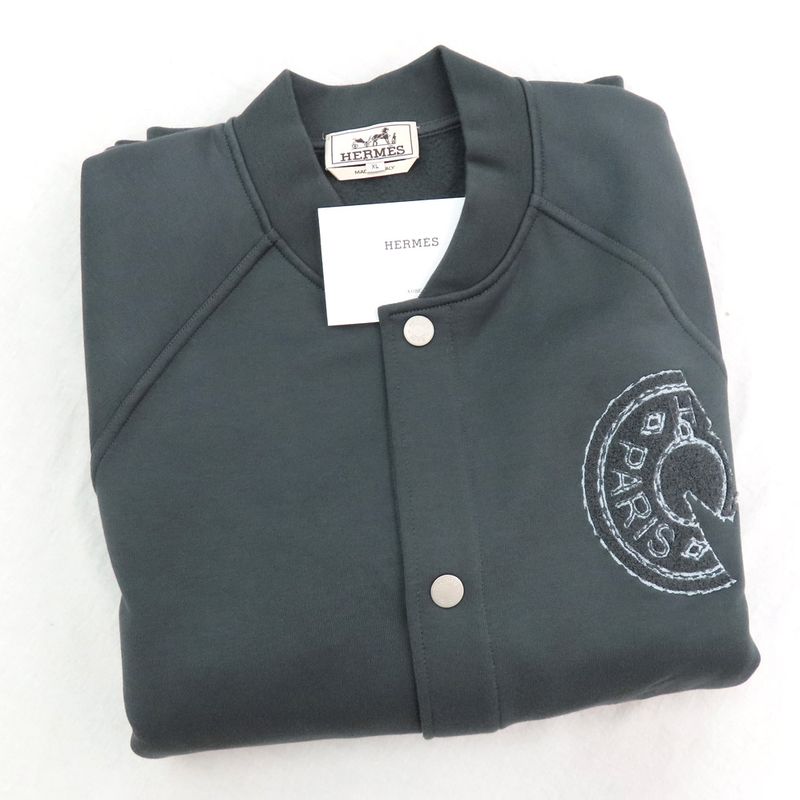 Hermes Teddy Blouson Jacket Patch Clothes Cell H557850ha XL Gray