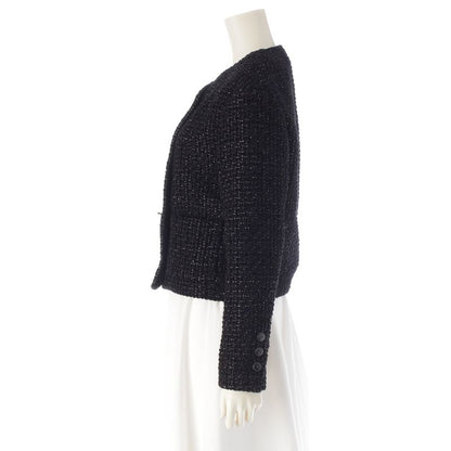Chanel Cotton Blend Coco Button Collarless Jacket P73350v64896 Black 36