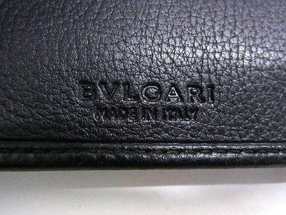 Bvlgari Leather Bifold Wallet Card Holder Men's Black Av8766
