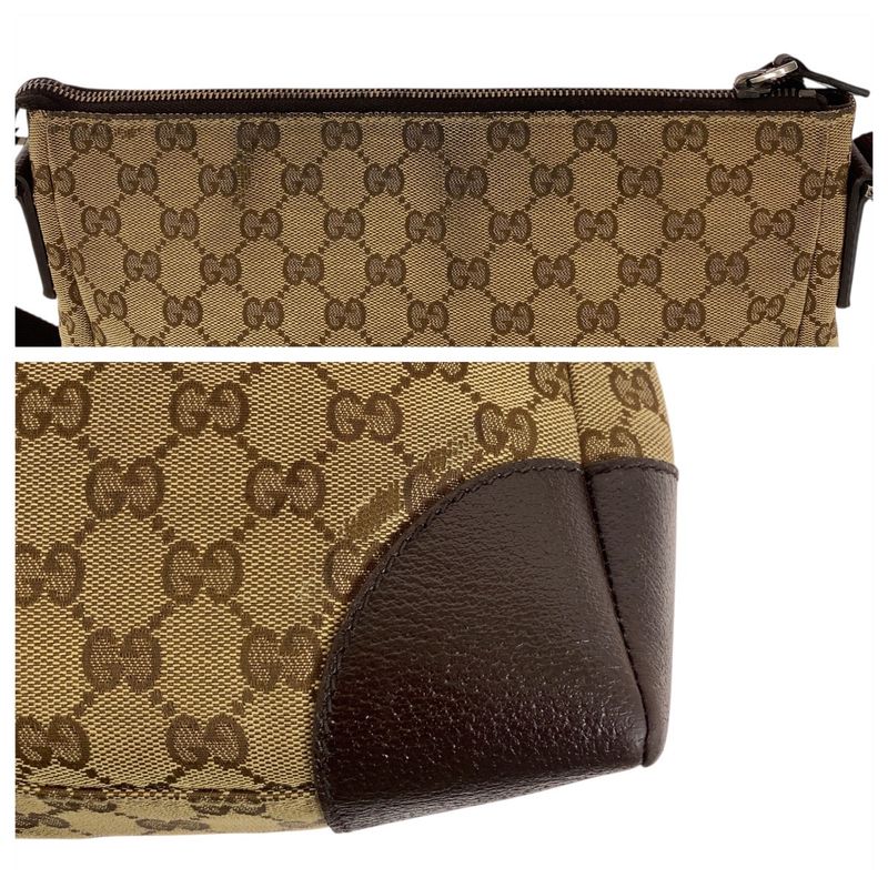 Gucci Beige Brown Silver Hardware GG Canvas/leather 114 273 Shoulder Bag