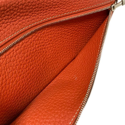 Hermes Bifold Wallet Dogon Long Sanguine And Pearl Gray Silver Hardware