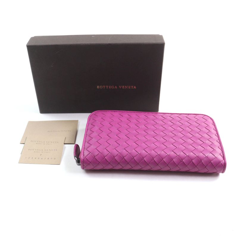 Bottega Veneta 114076 Intrecciato Round Zip Leather Long Wallet