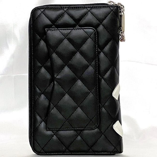 Chanel Round Zipper Long Wallet F21275 Black White