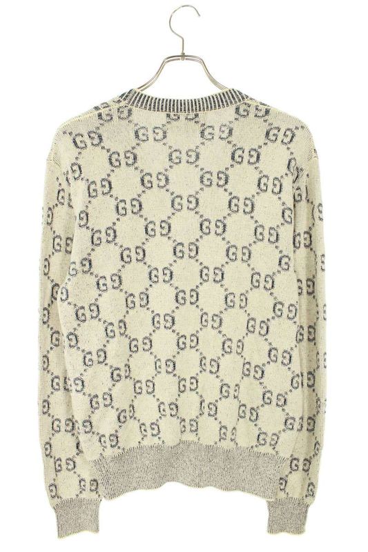 Gucci 614746 Xkbau GG All-over Cotton Jacquard Cardigan Men's XS