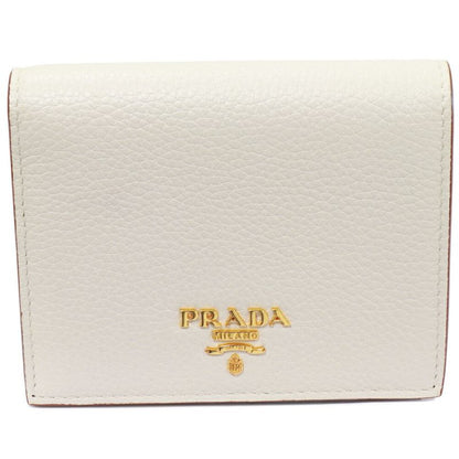 Prada Bifold Wallet With Coin Purse Dino Collar Compact Wallet In Calf Ivory