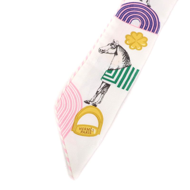 Hermes Garde Robe Pop Garde Robe Pop 100% Silk Blanc/multi Colore Twillie Scarf