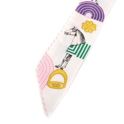 Hermes Garde Robe Pop Garde Robe Pop 100% Silk Blanc/multi Colore Twillie Scarf