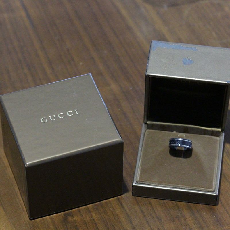 Gucci Ceramic Icon Ring No 7 18K White Gold Box E1759