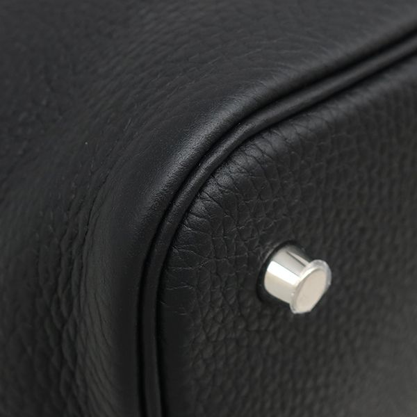 Hermes Handbag Picotin Lock MM Taurillon Clemence Black Silver Hardware Black K